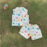  Bộ ba lỗ bé trai cổ pizama cotton mềm mát Áo Lá Homewear A140, đồ du lịch hè cho bé trai sát nách quần đùi đi biển 