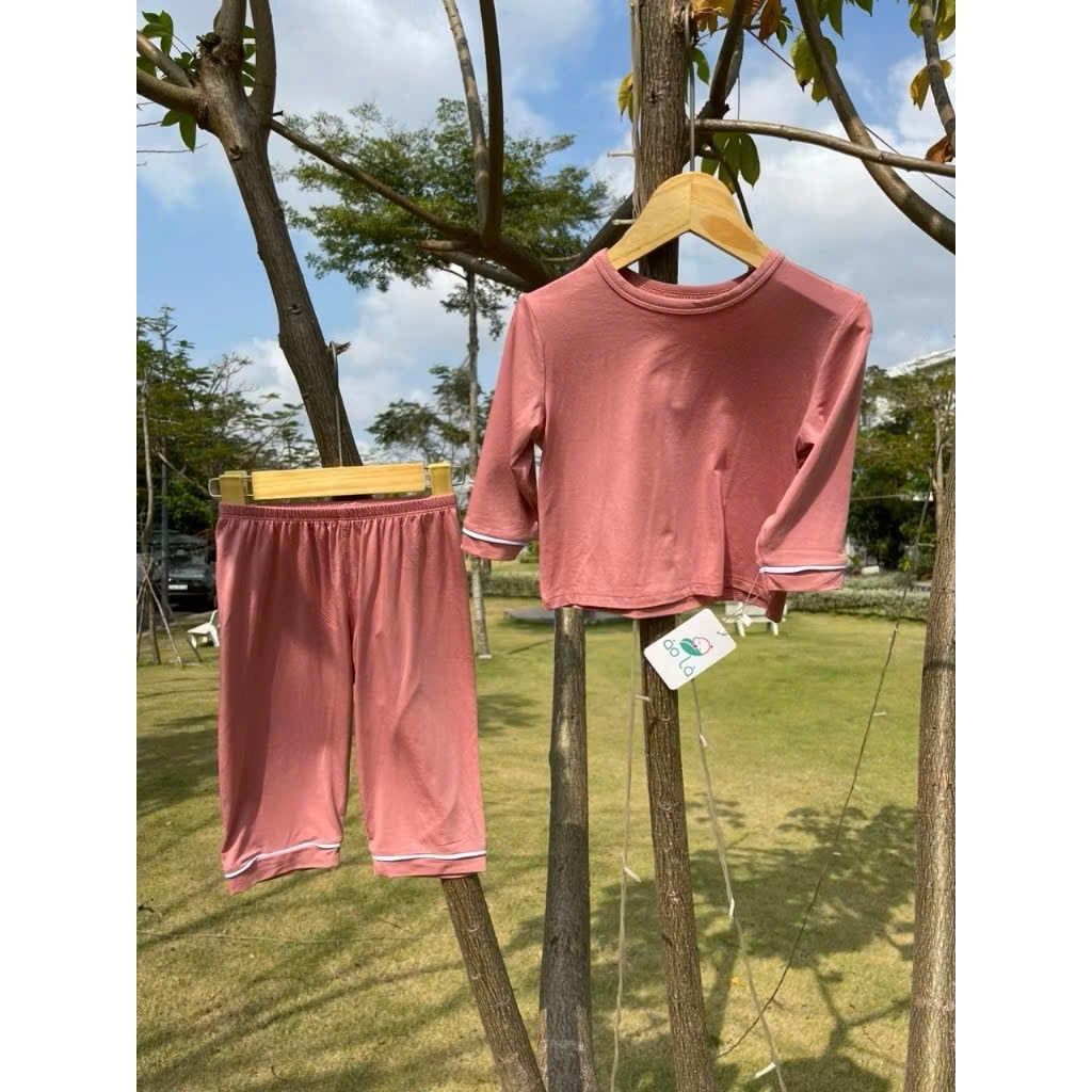  Bộ dài tay cho bé vải thun modal siêu mềm mát Áo Lá Homewear A048, pijama cho bé mặc ngủ vải sợi sồi 