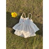  Bộ hai dây bé gái mặc hè xô muslin Áo Lá Homewear A121, đồ bộ hè bé gái quần đùi xô đũi babydoll dễ thương 