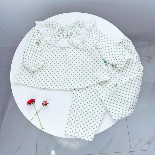  Pijama bé gái xô muslin Áo Lá Homewear A174, đồ bộ dài tay bé gái mặc ngủ bốn mùa thoáng mát 