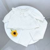  Pijama bé gái xô muslin Áo Lá Homewear A174, đồ bộ dài tay bé gái mặc ngủ bốn mùa thoáng mát 