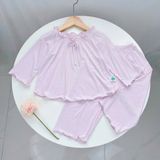  Bộ ngủ cho bé gái tay ngắn quần dài vải thun lụa Áo Lá Homewear A162, pijama cho bé gái mặc ngủ bốn mùa siêu mềm mát 