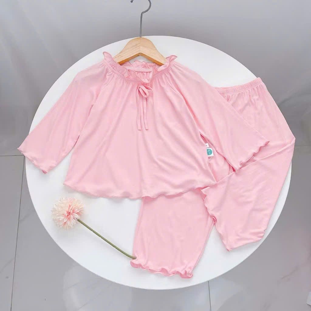  Bộ ngủ cho bé gái tay ngắn quần dài vải thun lụa Áo Lá Homewear A162, pijama cho bé gái mặc ngủ bốn mùa siêu mềm mát 