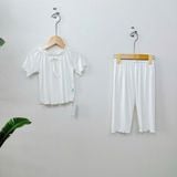  Bộ ngủ cho bé gái tay ngắn quần dài vải thun lụa Áo Lá Homewear A162, pijama cho bé gái mặc ngủ bốn mùa siêu mềm mát 