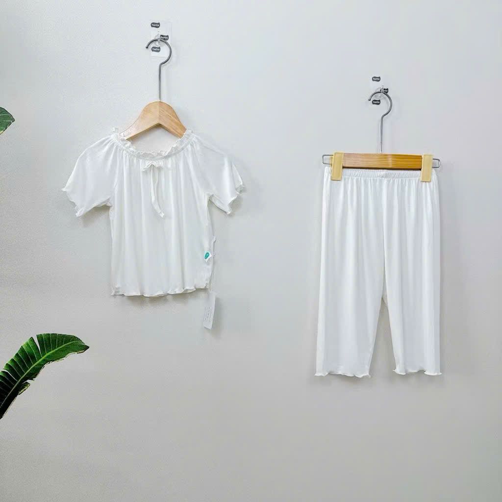  Bộ ngủ cho bé gái tay ngắn quần dài vải thun lụa Áo Lá Homewear A162, pijama cho bé gái mặc ngủ bốn mùa siêu mềm mát 