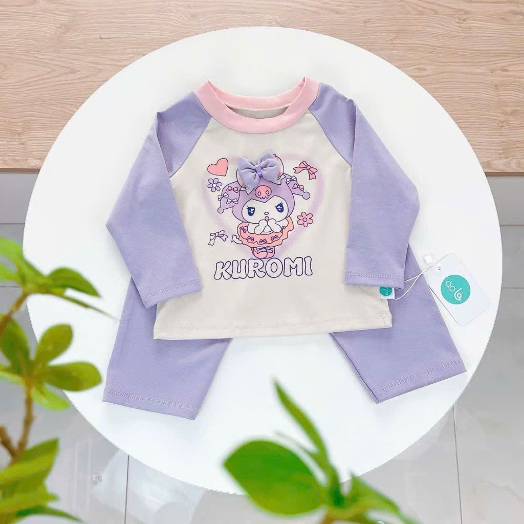 Bộ dài tay cho bé mặc ngủ vải Lyocell Áo Lá Homewear A228, pijama cho bé hình kuromi melody capybara mềm mát thấm hút 