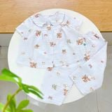  Pijama cho bé gái tay ngắn quần dài vải xô cotton Áo Lá Homewear A103, đồ bộ xô bé gái babydoll họa tiết dễ thương 
