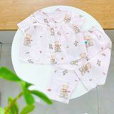  Pijama cho bé gái tay ngắn quần dài vải xô cotton Áo Lá Homewear A103, đồ bộ xô bé gái babydoll họa tiết dễ thương 