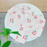  Pijama cho bé gái tay ngắn quần dài vải xô cotton Áo Lá Homewear A103, đồ bộ xô bé gái babydoll họa tiết dễ thương 