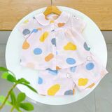  Bộ hè bé gái áo babydoll cánh tiên vải xô hai lớp mềm mát họa tiết thỏ mèo Áo Lá Homewear A049 