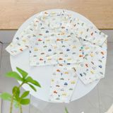  Pijama bé trai bé gái dài tay vải xô Áo Lá Homewear A014, đồ ngủ trẻ em size đại cotton nằm điều hòa bốn mùa 