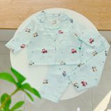  Pijama bé trai bé gái dài tay vải xô Áo Lá Homewear A014, đồ ngủ trẻ em size đại cotton nằm điều hòa bốn mùa 