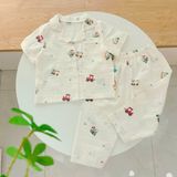  Pijama bé trai tay ngắn quần dài vải xô cotton Áo Lá Homewear A029, bộ ngủ bé trai 