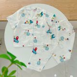  Pijama bé trai tay ngắn quần dài vải xô cotton Áo Lá Homewear A029, bộ ngủ bé trai 