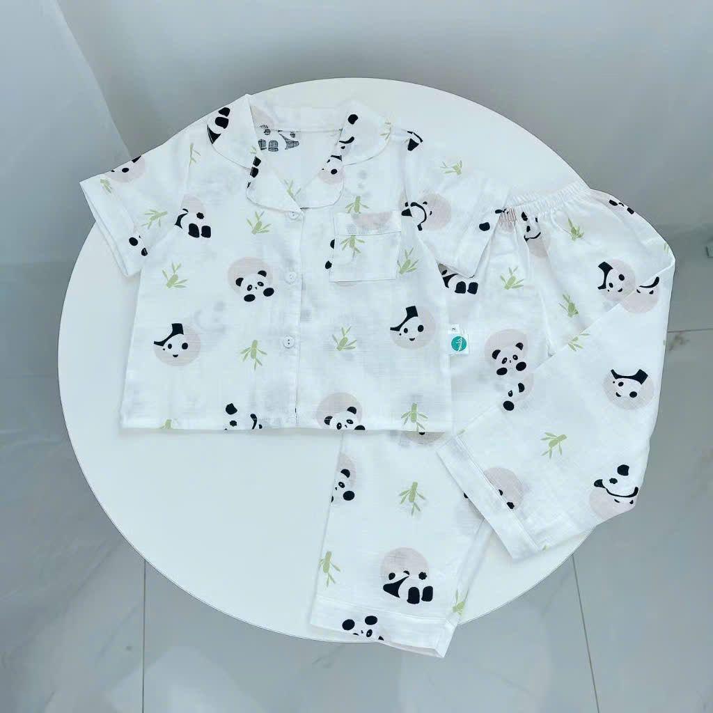  Pijama bé trai tay ngắn quần dài vải xô cotton Áo Lá Homewear A029, bộ ngủ bé trai 