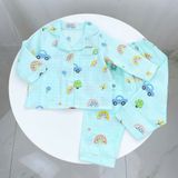  Pijama bé trai bé gái dài tay vải xô cotton Áo Lá Homewear A146, đồ ngủ trẻ em size đại nằm điều hòa bốn mùa 