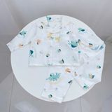  Pijama bé trai bé gái dài tay vải xô cotton Áo Lá Homewear A146, đồ ngủ trẻ em size đại nằm điều hòa bốn mùa 