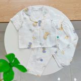  Pijama bé trai tay ngắn quần dài vải xô cotton Áo Lá Homewear A029, bộ ngủ bé trai 