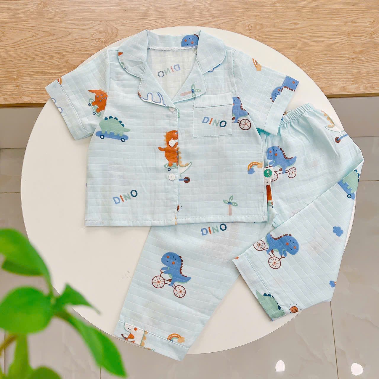  Pijama bé trai tay ngắn quần dài vải xô cotton Áo Lá Homewear A029, bộ ngủ bé trai 
