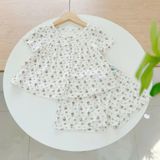 Bộ ngủ bé gái thun lụa mềm mát Áo Lá Homewear A210, đồ ngủ tay ngắn quần dài bé gái 