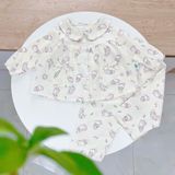  Pizama bé gái xô cotton Áo Lá Homewear A202, đồ dài tay bé gái babydoll mặc ngủ bốn mùa 
