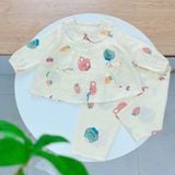  Pizama bé gái xô cotton Áo Lá Homewear A202, đồ dài tay bé gái babydoll mặc ngủ bốn mùa 