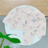  Pizama bé gái xô cotton Áo Lá Homewear A202, đồ dài tay bé gái babydoll mặc ngủ bốn mùa 