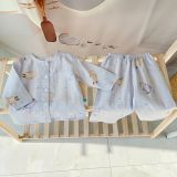  Pijama cho bé trai, bé gái vải  xô cotton Áo Lá Homewear A219, đồ bộ dài tay cho bé mát bốn mùa cổ tròn cài nút 