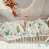  Pijama bé trai tay ngắn quần đùi xô cotton Áo Lá Homewear A105, đồ bộ cộc tay cho bé trai 