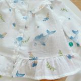  Pijama cho bé gái dài tay mặc ngủ điều hòa babydoll Áo Lá Homewear A050, đồ ngủ trẻ em vải xô đũi cotton 