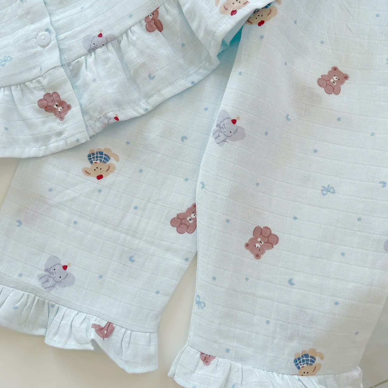  Pijama cho bé gái dài tay mặc ngủ điều hòa babydoll Áo Lá Homewear A050, đồ ngủ trẻ em vải xô đũi cotton 