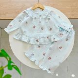  Pijama cho bé gái dài tay mặc ngủ điều hòa babydoll Áo Lá Homewear A050, đồ ngủ trẻ em vải xô đũi cotton 