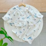  Pijama cho bé gái dài tay mặc ngủ điều hòa babydoll Áo Lá Homewear A050, đồ ngủ trẻ em vải xô đũi cotton 