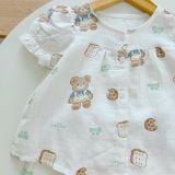  Bộ cộc tay bé gái xô cotton Lá Homewear A256 babydoll mặc hè mát, đồ bộ đùi cho bé dễ thương 