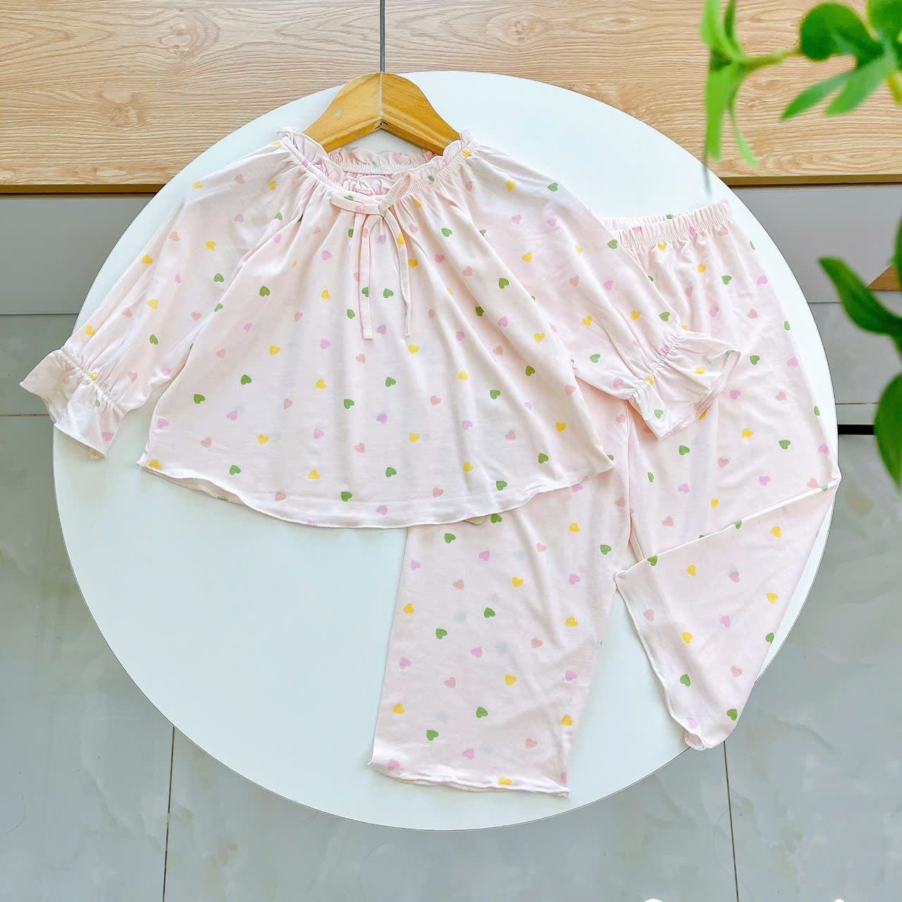  Bộ dài tay cho bé gái 95% sợi sồi Modal Ice Cool Áo Lá Homewear A238 mềm mướt mát lạnh babydoll họa tiết đáng yêu 