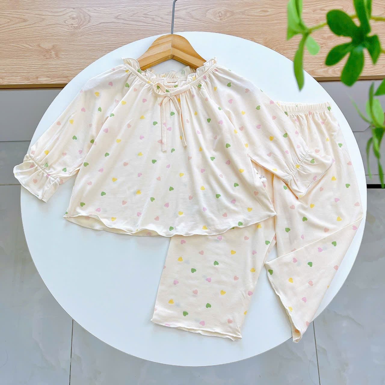  Bộ dài tay cho bé gái 95% sợi sồi Modal Ice Cool Áo Lá Homewear A238 mềm mướt mát lạnh babydoll họa tiết đáng yêu 