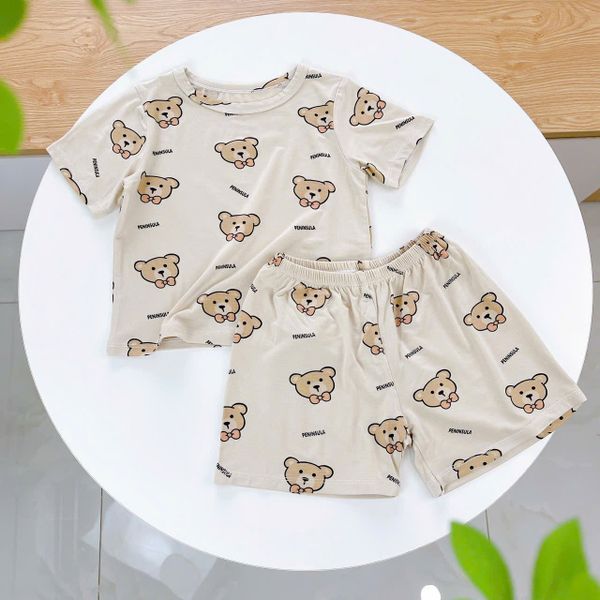  Bộ đùi bé trai 95% sợi sồi Modal Ice Cool Áo Lá Homewear A245 mềm mát lạnh, bộ cộc tay bé trai mặc hè hình xe 