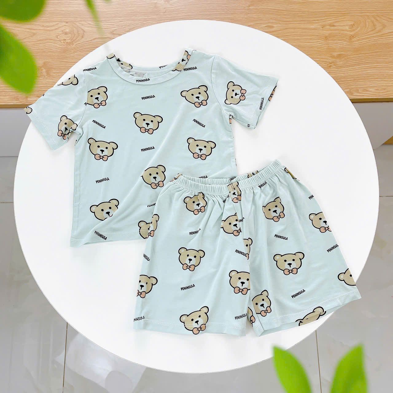  Bộ đùi bé trai 95% sợi sồi Modal Ice Cool Áo Lá Homewear A245 mềm mát lạnh, bộ cộc tay bé trai mặc hè hình xe 