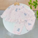  Pijama cho bé gái dài tay mặc ngủ điều hòa babydoll Áo Lá Homewear A050, đồ ngủ trẻ em vải xô đũi cotton 