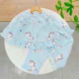  Pijama cho bé gái dài tay mặc ngủ điều hòa babydoll Áo Lá Homewear A050, đồ ngủ trẻ em vải xô đũi cotton 