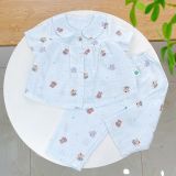  Pijama cho bé gái tay ngắn quần dài vải xô cotton Áo Lá Homewear A103, đồ bộ xô bé gái babydoll họa tiết dễ thương 