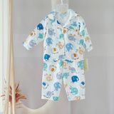  Pijama bé trai bé gái dài tay vải xô Áo Lá Homewear A014, đồ ngủ trẻ em size đại cotton nằm điều hòa bốn mùa 