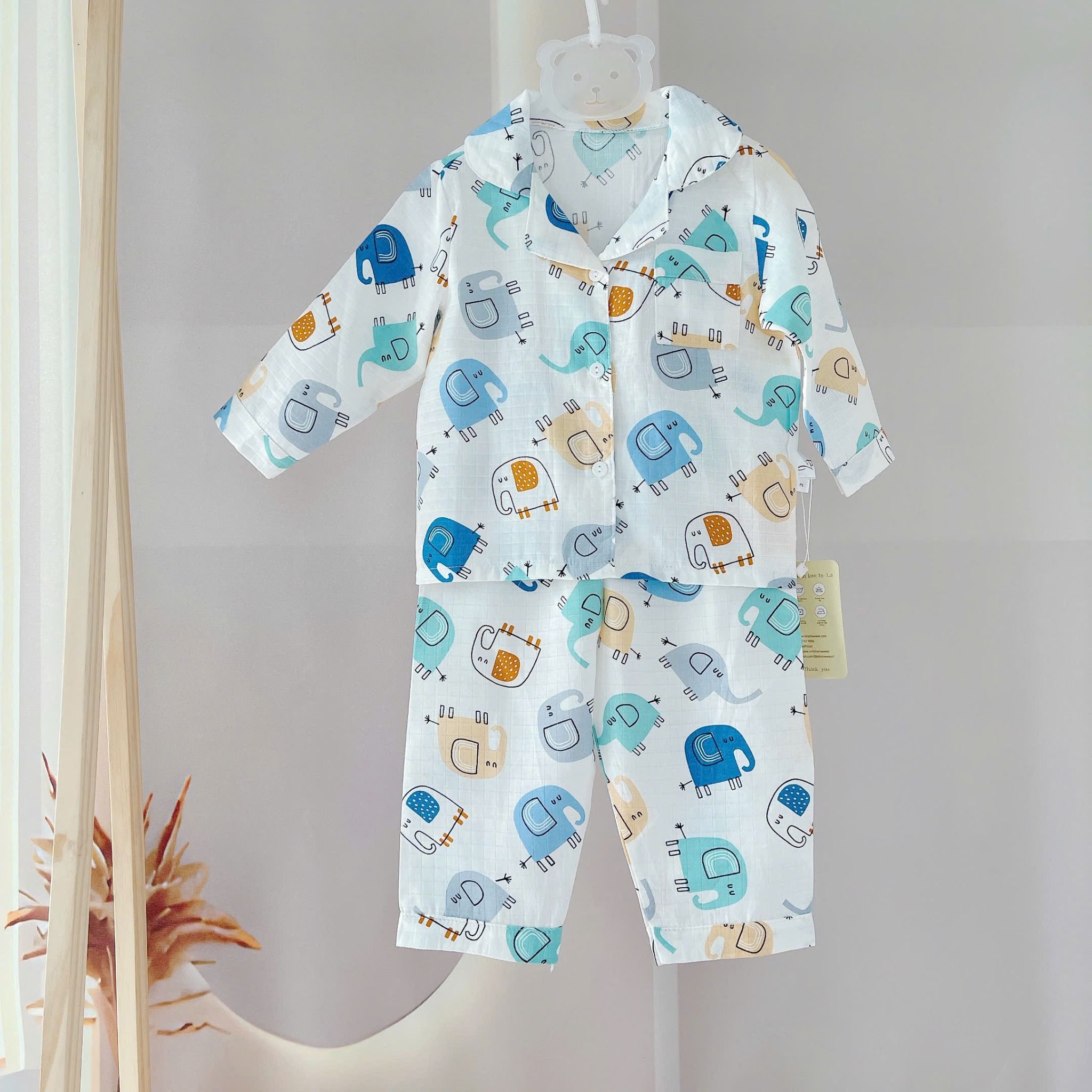  Pijama bé trai bé gái dài tay vải xô Áo Lá Homewear A014, đồ ngủ trẻ em size đại cotton nằm điều hòa bốn mùa 