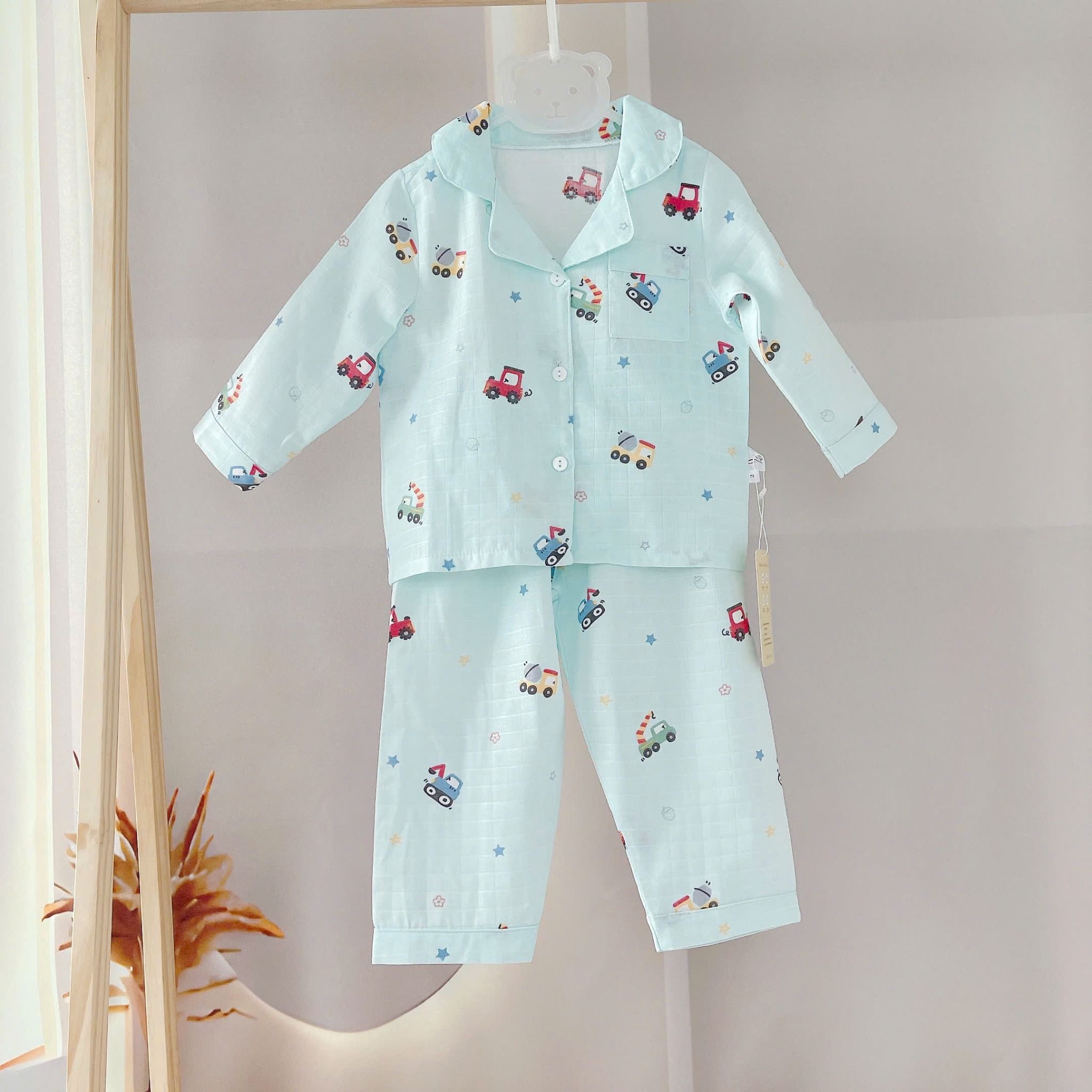  Pijama bé trai bé gái dài tay vải xô Áo Lá Homewear A014, đồ ngủ trẻ em size đại cotton nằm điều hòa bốn mùa 