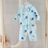  Pijama bé trai bé gái dài tay vải xô Áo Lá Homewear A014, đồ ngủ trẻ em size đại cotton nằm điều hòa bốn mùa 