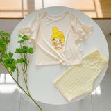  Bộ lửng bé gái 95% sợi sồi Modal Ice Cool Áo Lá Homewear A246 mềm mướt mát lạnh, đồ bộ bé gái mặc hè 