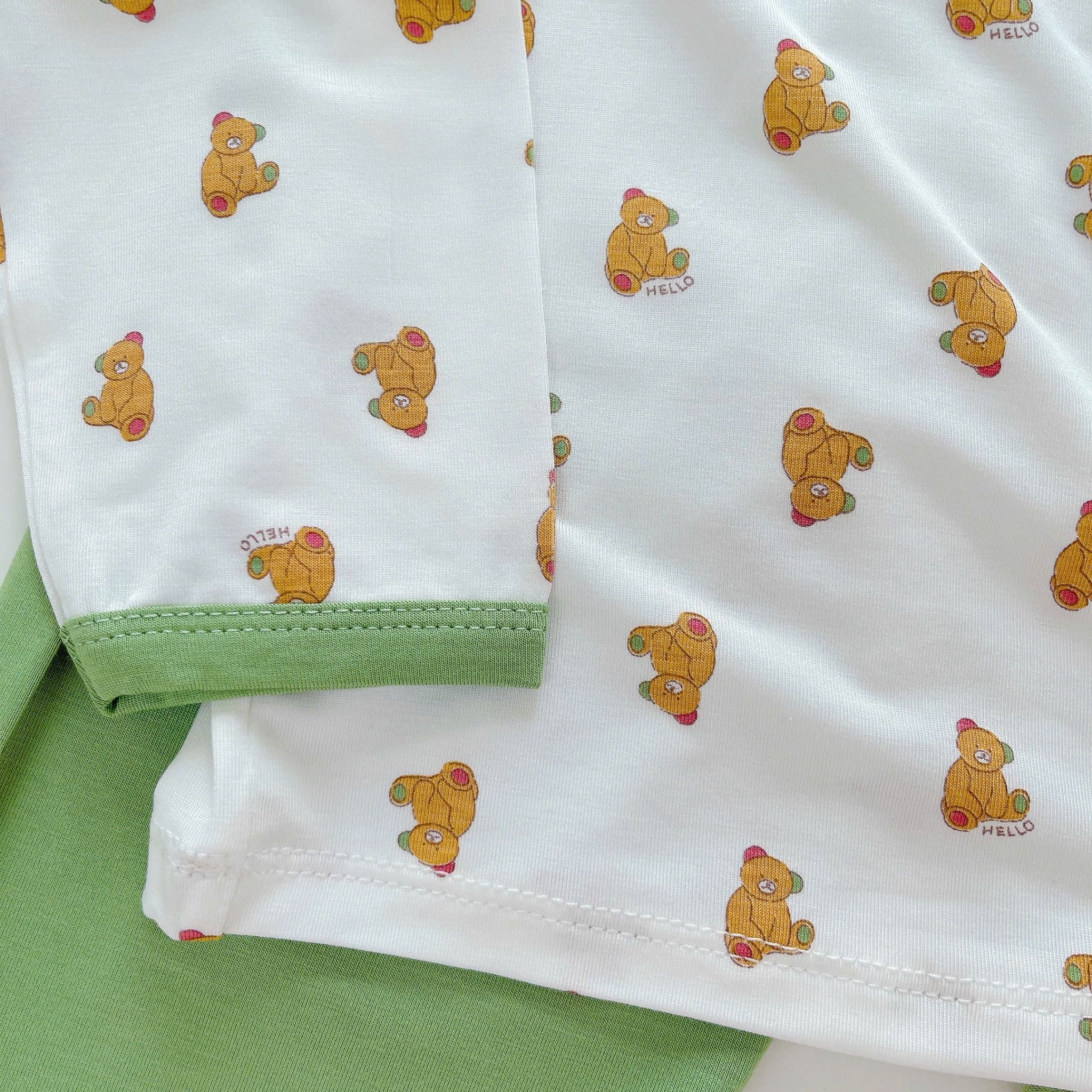  Bộ dài tay cho bé 95% sợi sồi Modal Ice Cool Áo Lá Homewear A248 mềm mát mùa hè, đồ ngủ dài tay bé trai bé gái 