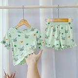  Bộ cộc bé gái 95% sợi sồi Modal Ice Cool Lá Homewear A278 mềm mát lạnh, bộ đùi bé gái mặc hè thun co giãn thoải mái 