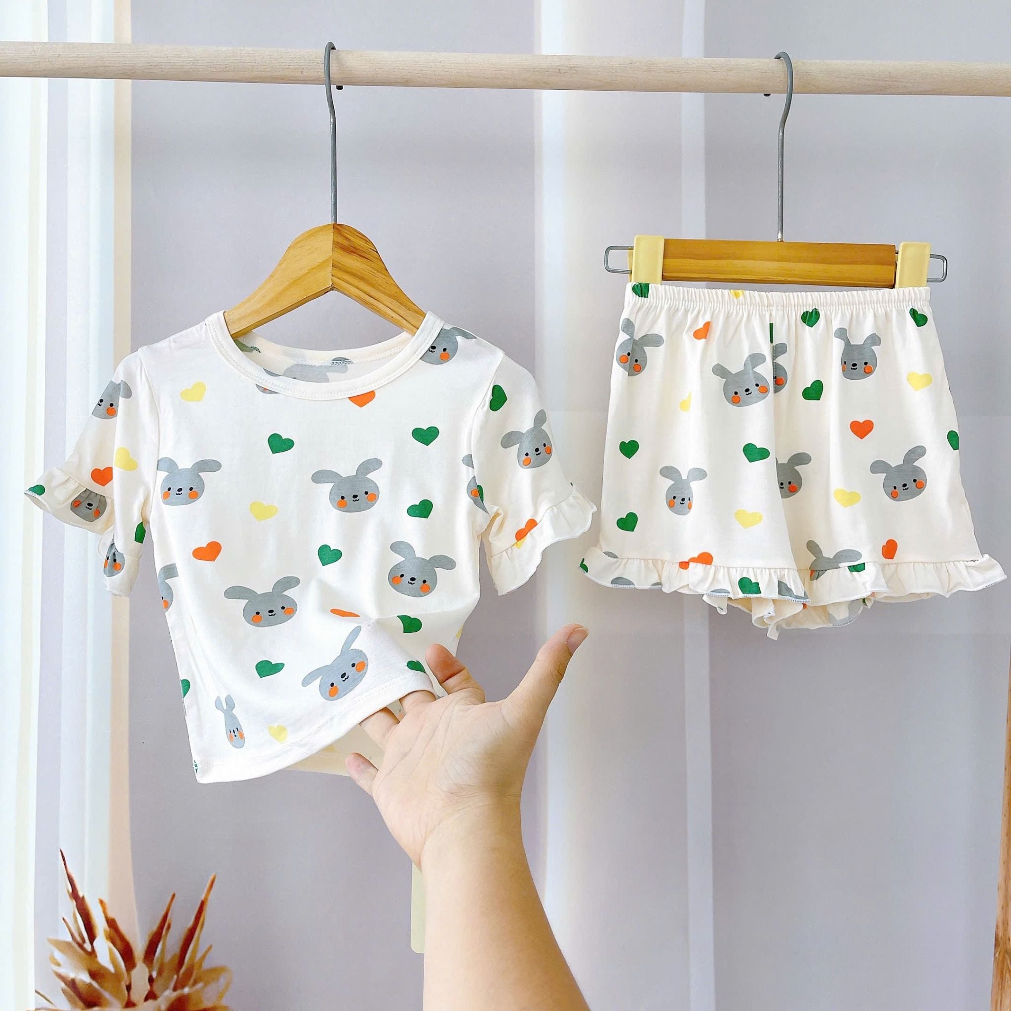  Bộ cộc bé gái 95% sợi sồi Modal Ice Cool Lá Homewear A278 mềm mát lạnh, bộ đùi bé gái mặc hè thun co giãn thoải mái 