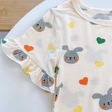  Bộ cộc bé gái 95% sợi sồi Modal Ice Cool Lá Homewear A278 mềm mát lạnh, bộ đùi bé gái mặc hè thun co giãn thoải mái 